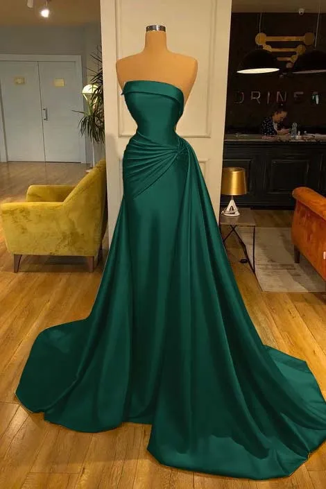 ballbellas Strapless Baby Blue Elegant Mermaid Evening Dress Long With Ruffle