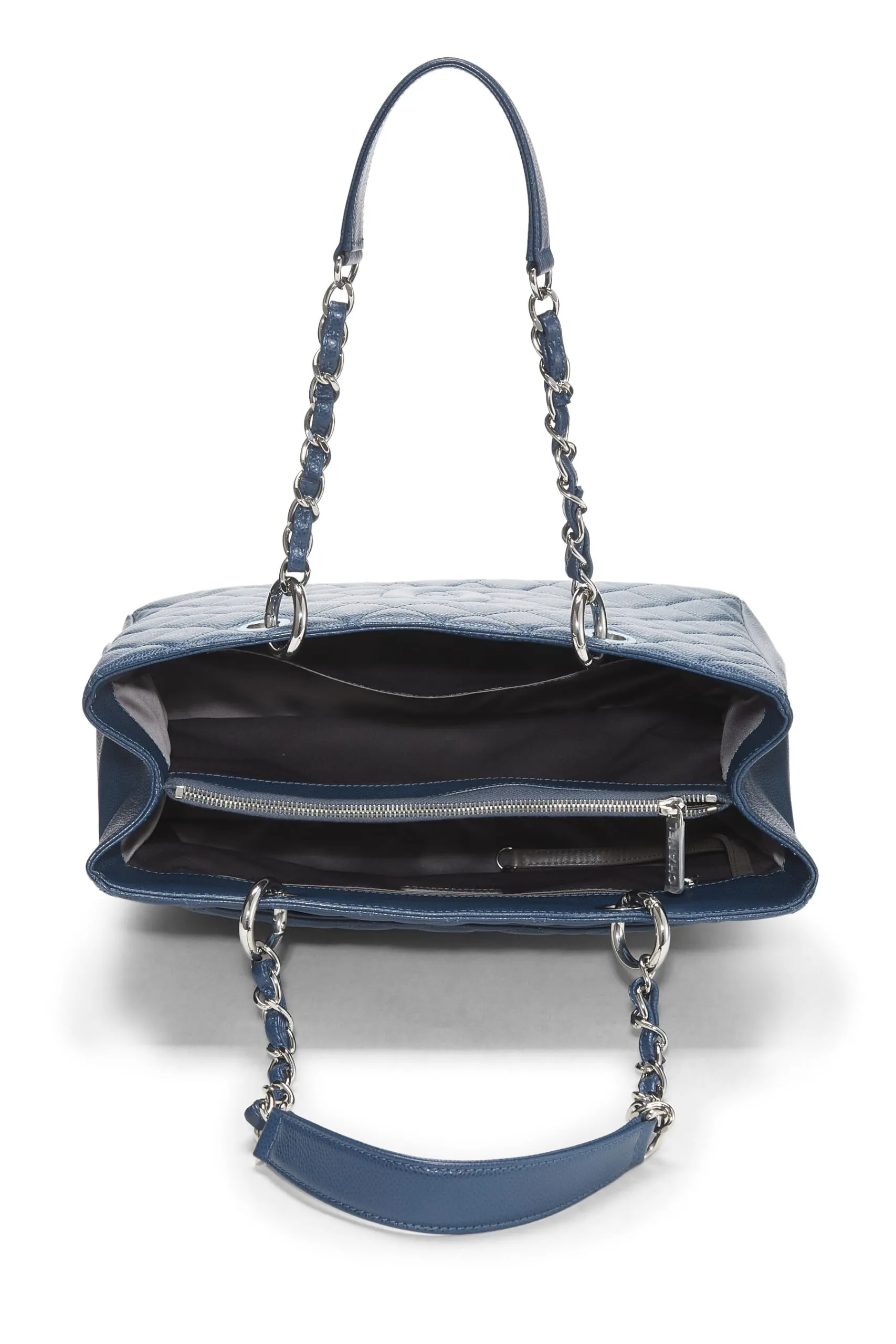 Chanel,  Beige Quilted Caviar Grand Shopping Tote (GST), Blue
