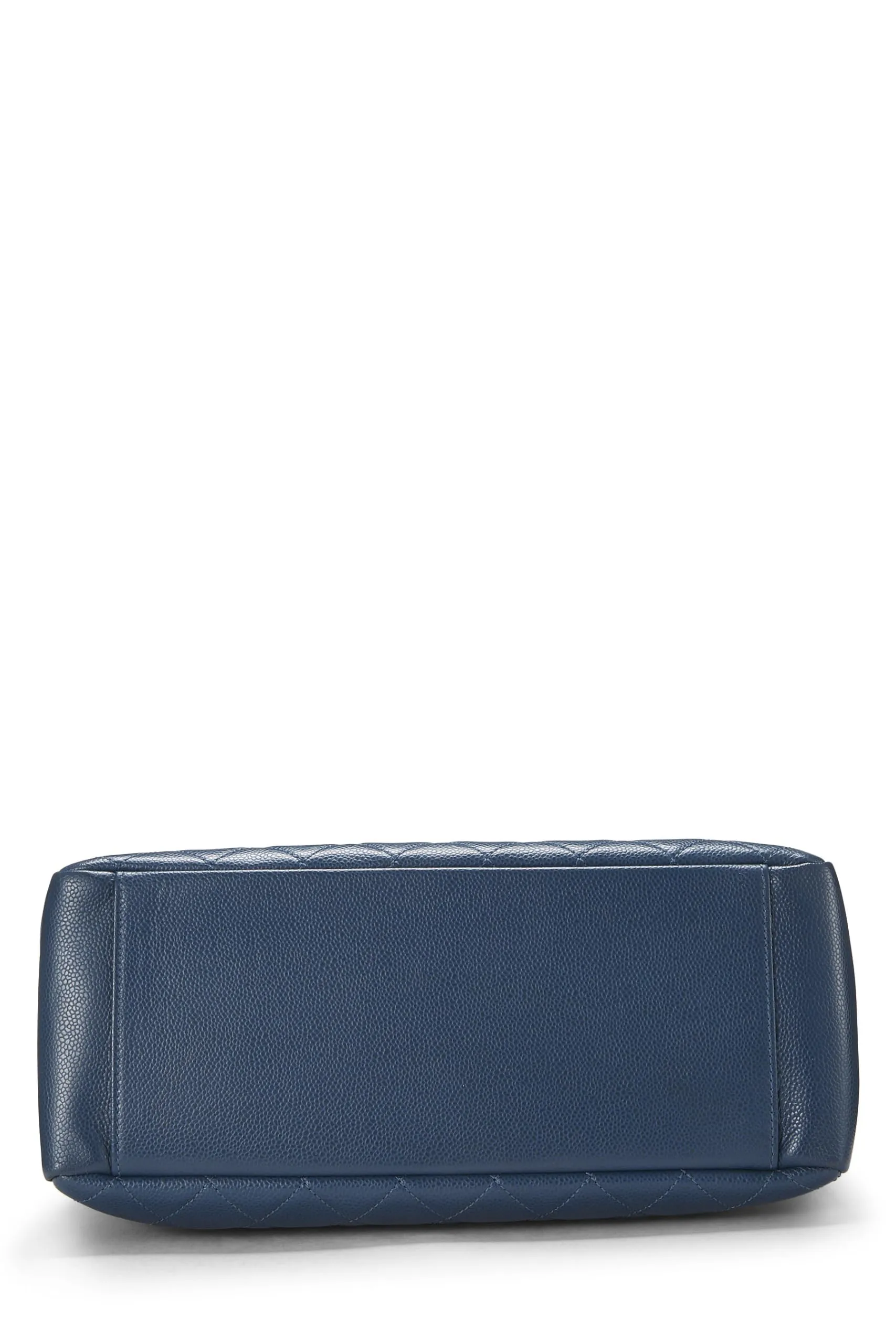 Chanel,  Beige Quilted Caviar Grand Shopping Tote (GST), Blue