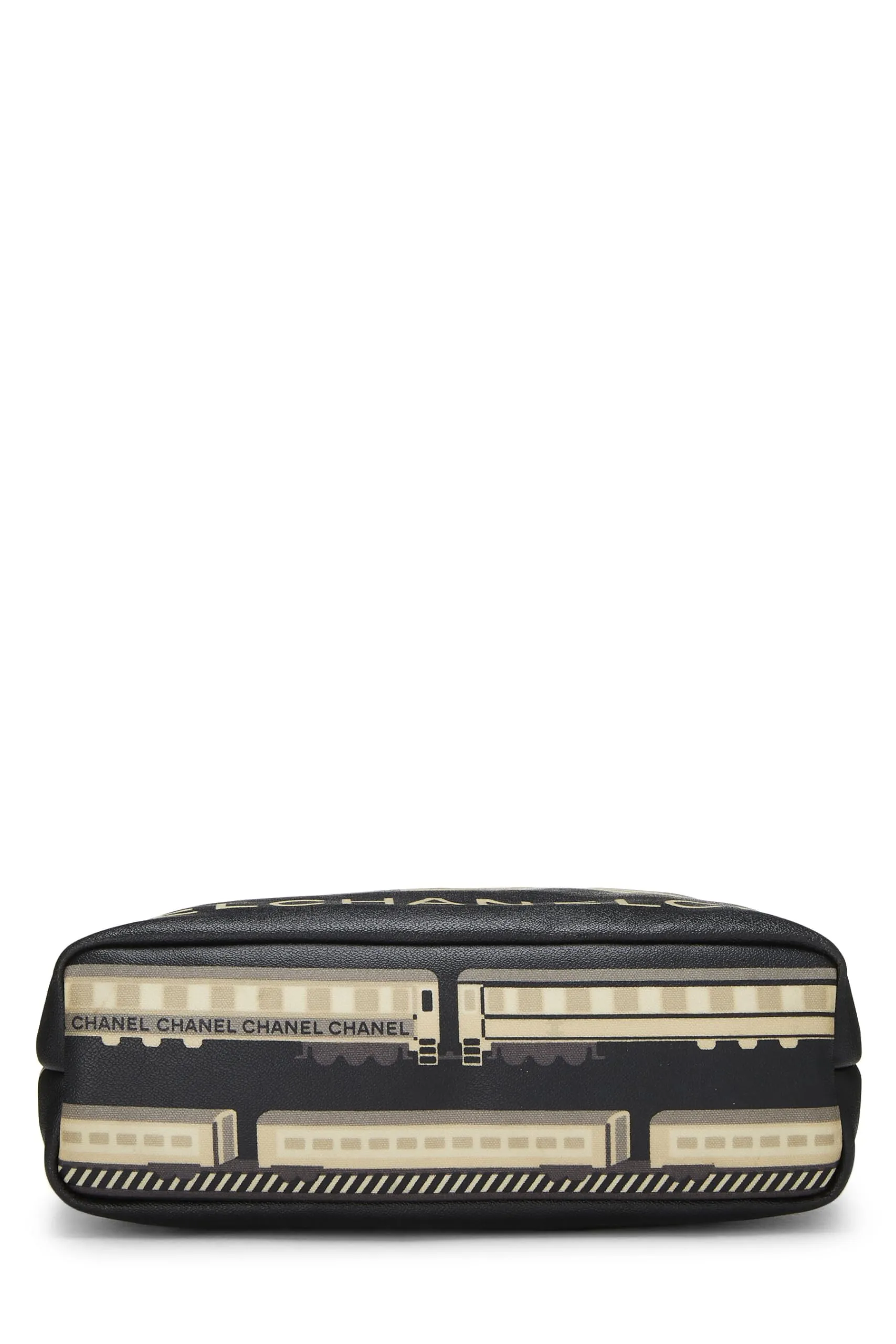 Chanel,  Black & Multicolored Coated Canvas Le Train Tote, Black