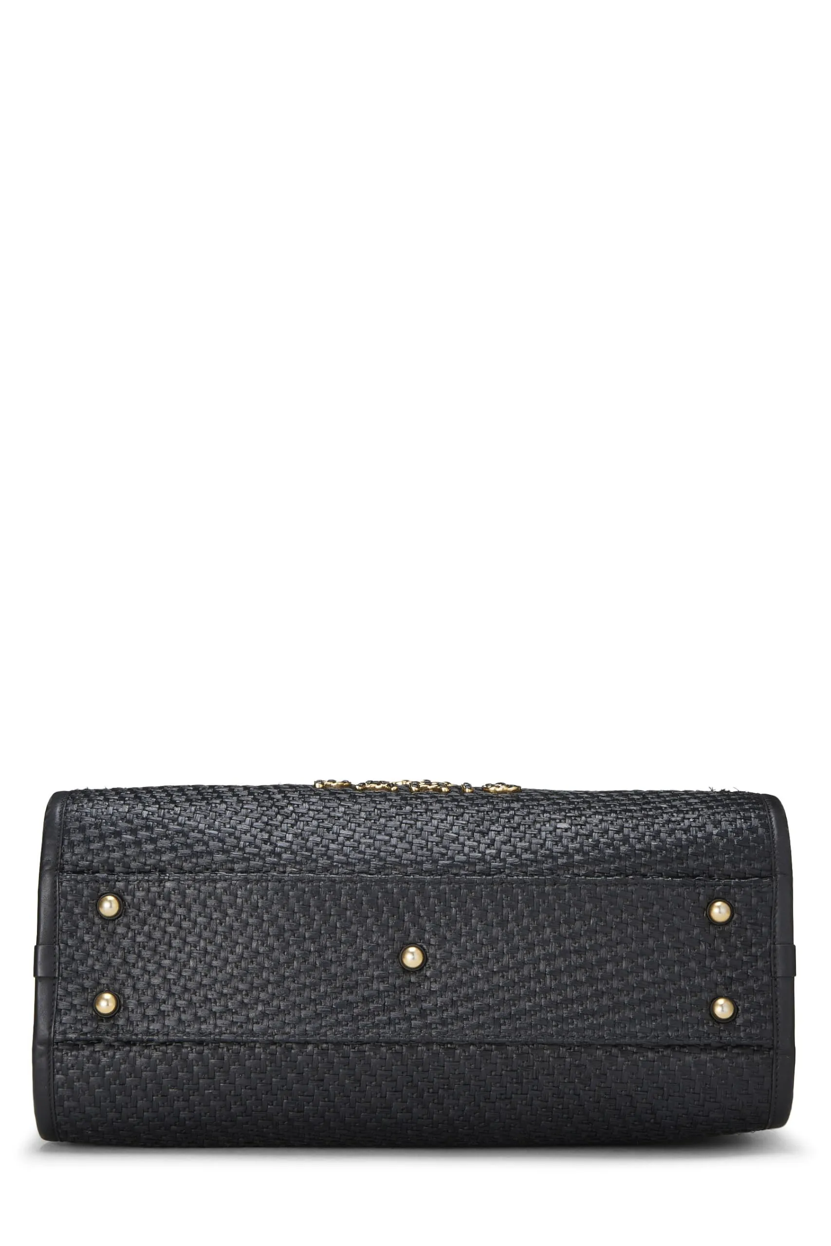 Chanel,  Black & Natural Woven Raffia Deauville Tote Medium, Black
