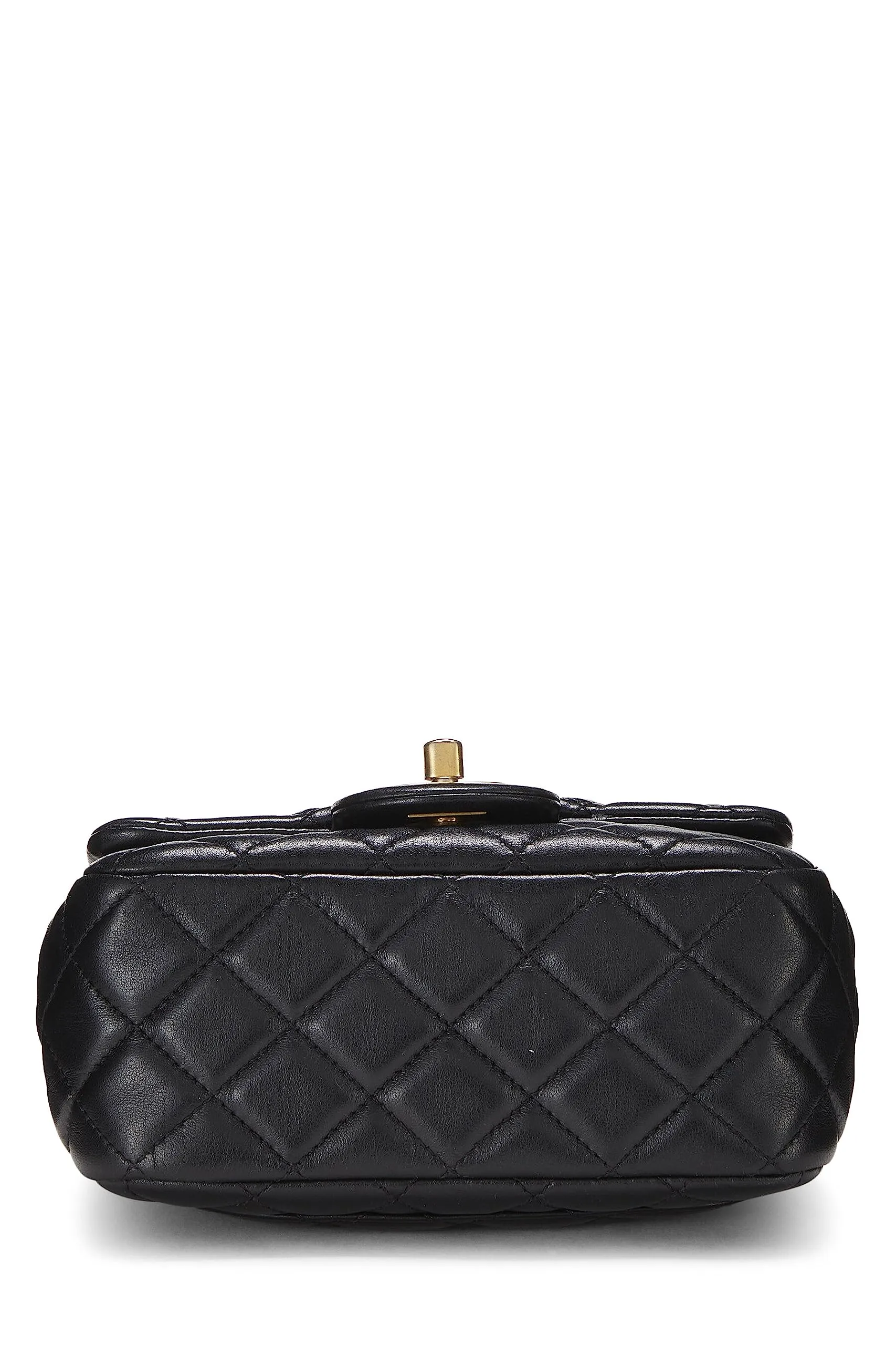 Chanel,  Black Quilted Lambskin Romance Square Flap Mini, Black