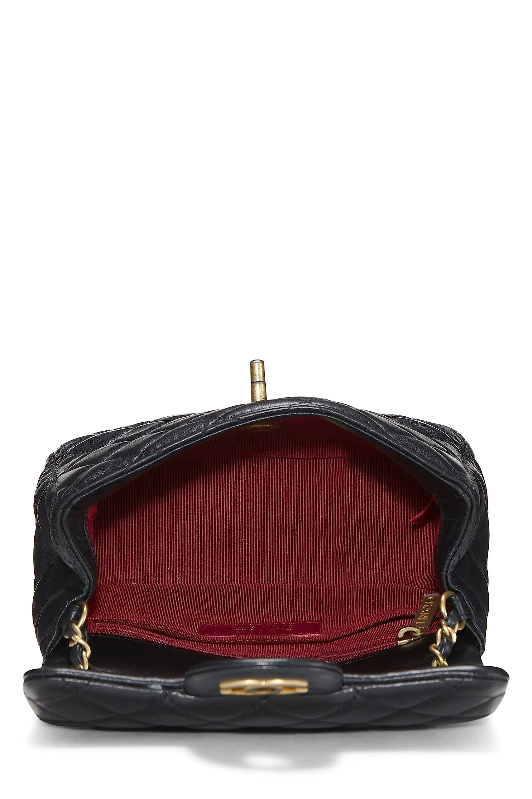 Chanel,  Black Quilted Lambskin Romance Square Flap Mini, Black