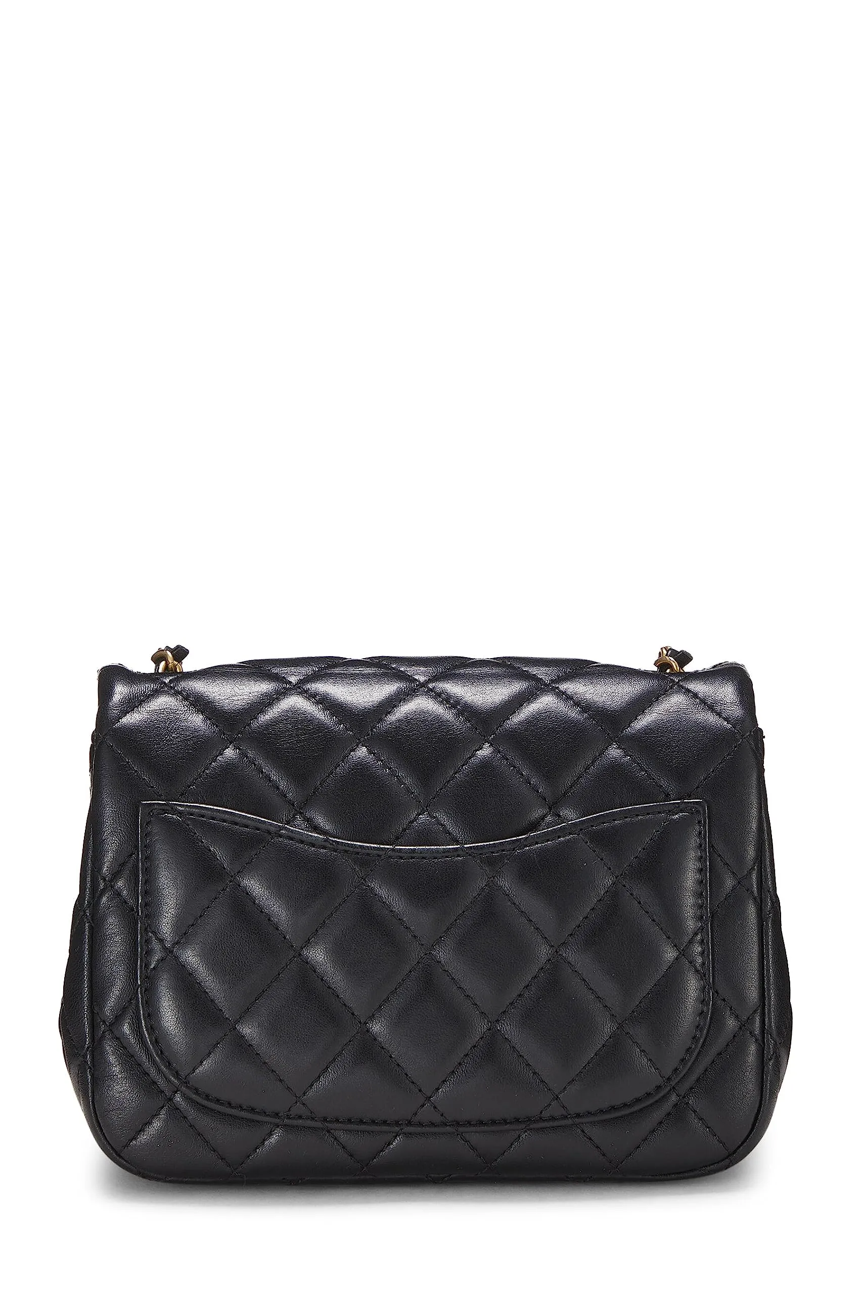 Chanel,  Black Quilted Lambskin Romance Square Flap Mini, Black