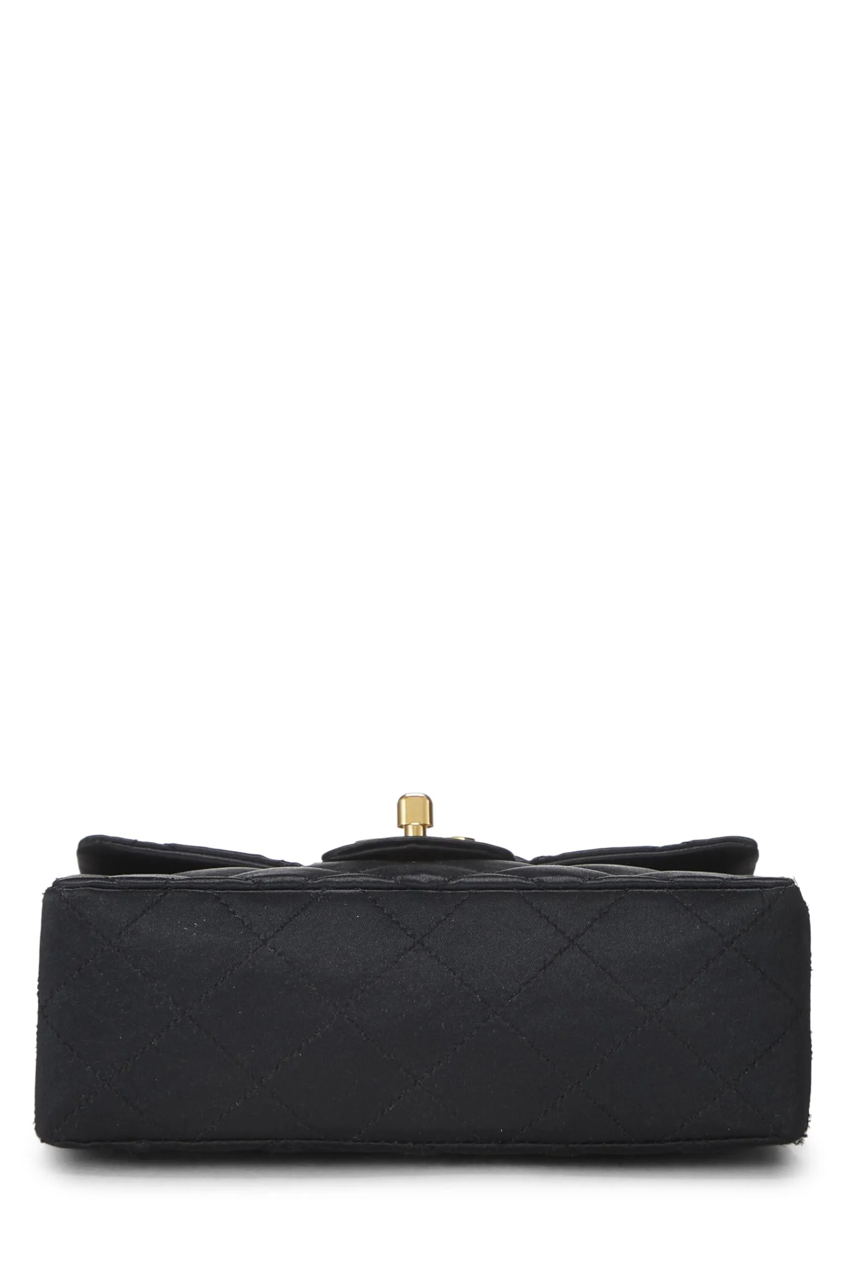 Chanel,  Black Quilted Satin Half Flap Mini, Black