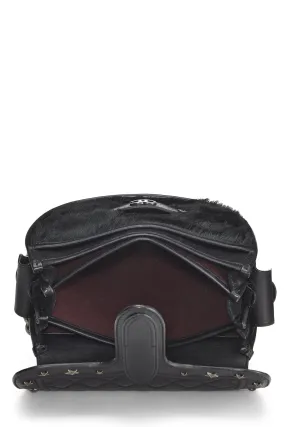 Chanel,  Paris-Dallas Black Quilted Calfskin Studded Saddle Bag, Black