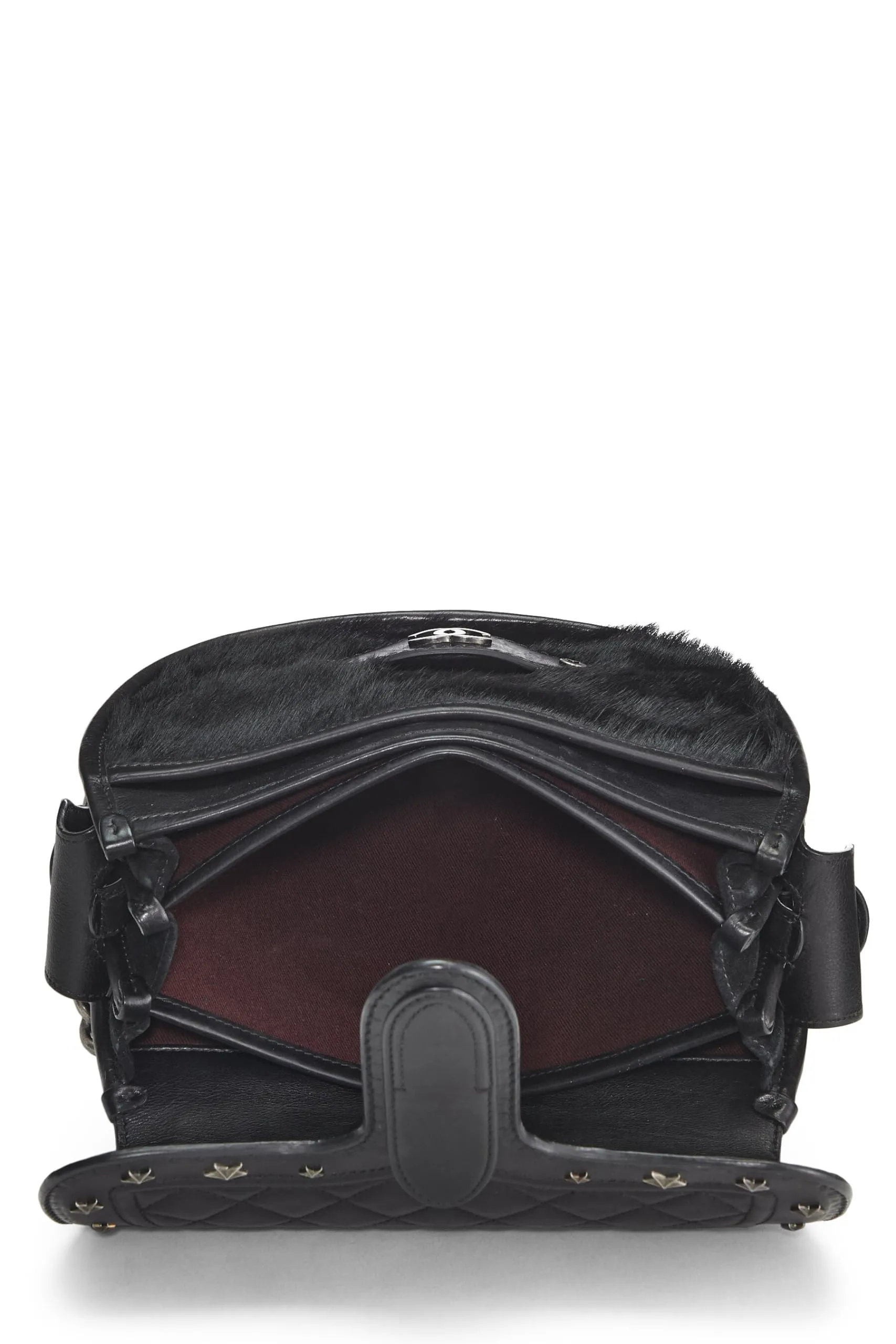 Chanel,  Paris-Dallas Black Quilted Calfskin Studded Saddle Bag, Black