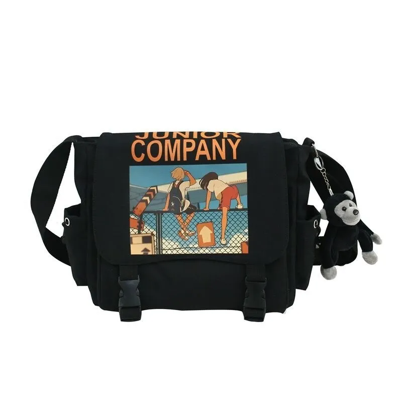 Christmas Gift Shopper Fashion Anime Canvas Messenger Bag Neutral Casual Tote Female Shoulder Bag Crossbody Bags For Women Day Clutches Handbag