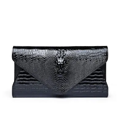 Crocodile pattern cow leather women clutch bag shoulder bag