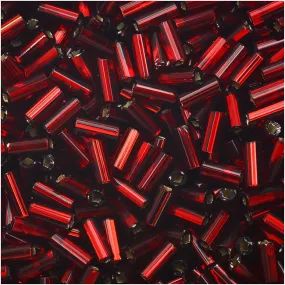 Czech Glass Bugle Beads, Cylinder Size 2 '4.5mm', Garnet S/L (24 Gram Tube)