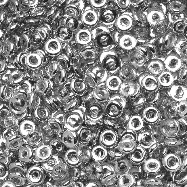 Czech Glass Flattened O Beads, 3.8x1mm, Crystal Labrador (8 Gram Tube)