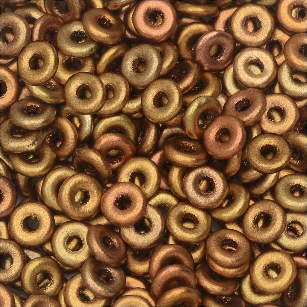 Czech Glass Flattened O Beads, 3.8x1mm, Metallic Mix (8 Gram Tube)