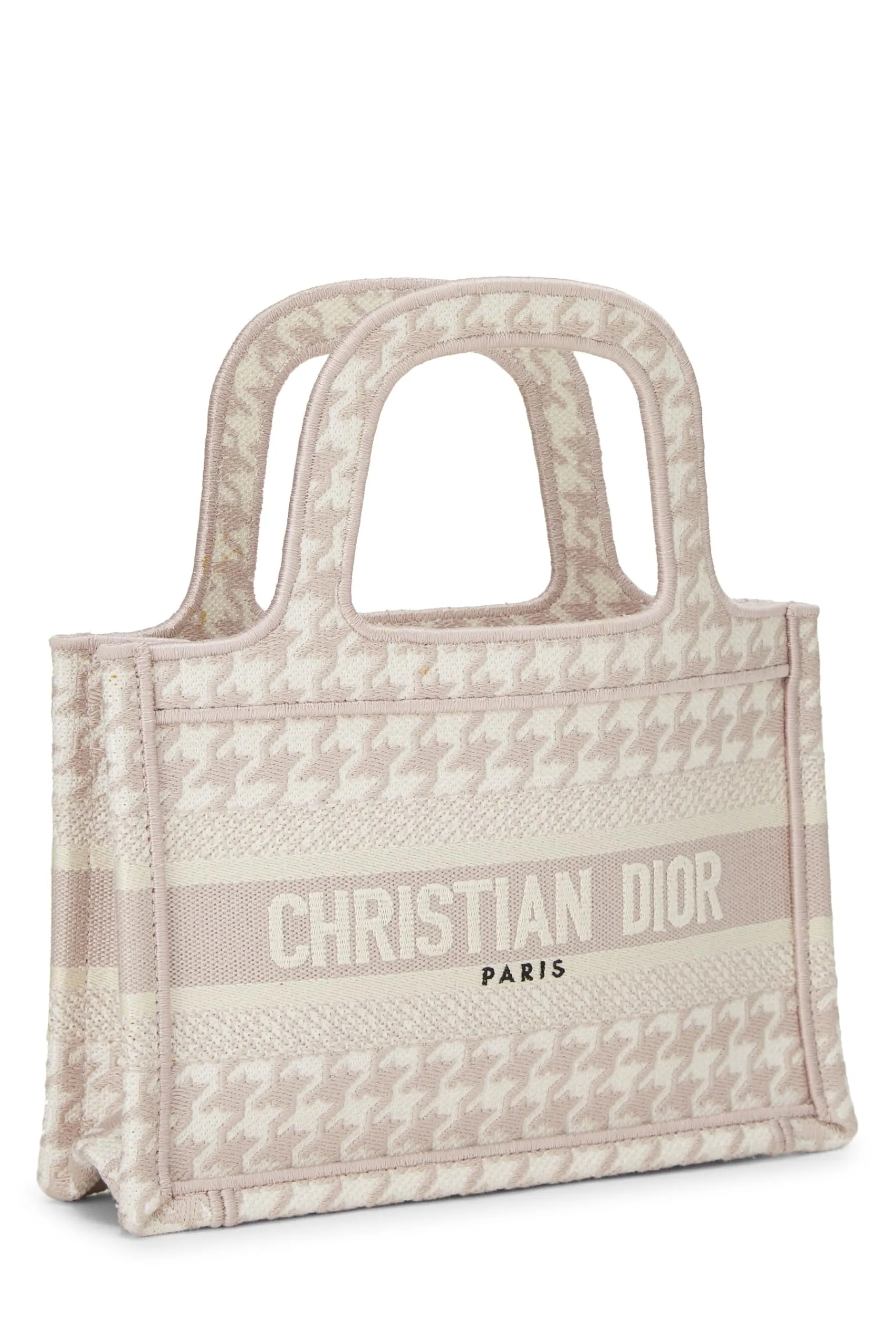 Dior,  Pink Houndstooth Canvas Book Tote Mini, Pink