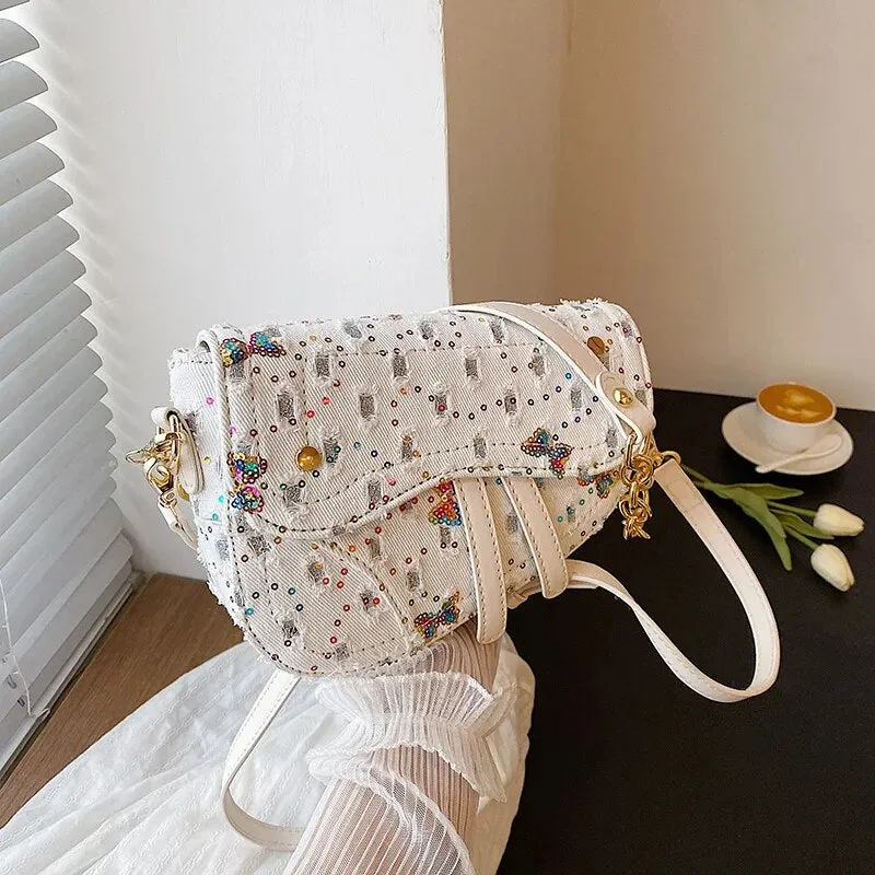 Embroidered Saddle Shoulder Bags