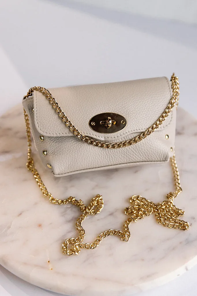 Eva Leather Hand Bag, Almond