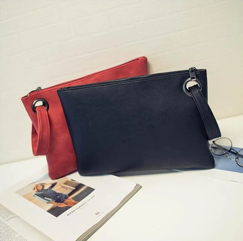 Fashion solid women clutch bag leather women envelope female Handbag messenger Tote Purse Pocket