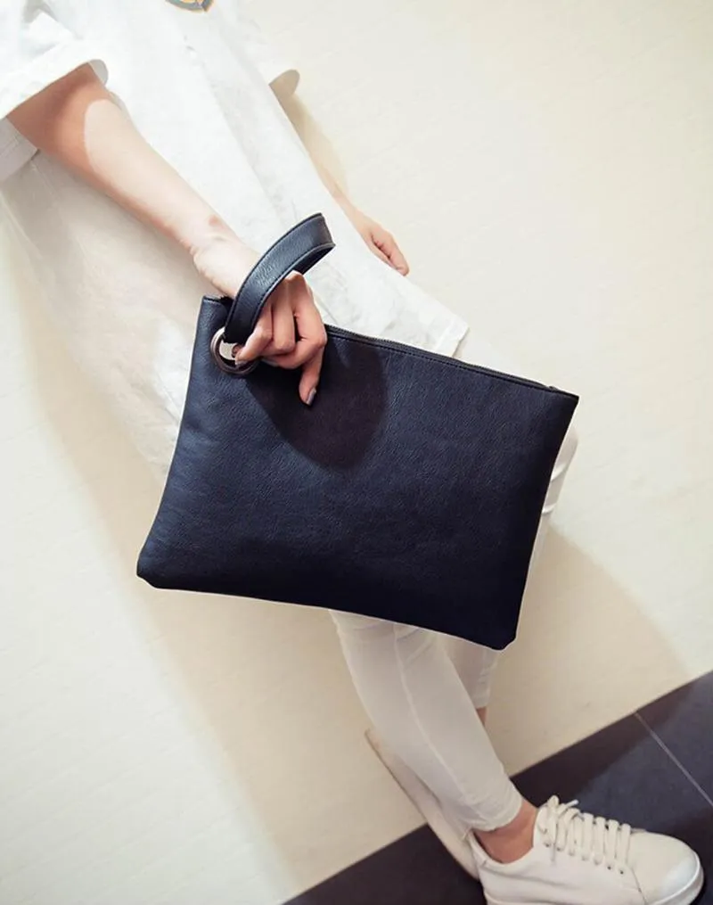 Fashion solid women clutch bag leather women envelope female Handbag messenger Tote Purse Pocket