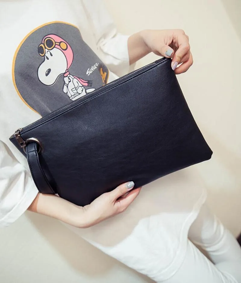 Fashion solid women clutch bag leather women envelope female Handbag messenger Tote Purse Pocket