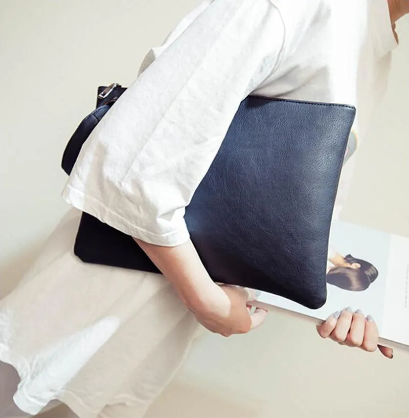 Fashion solid women clutch bag leather women envelope female Handbag messenger Tote Purse Pocket