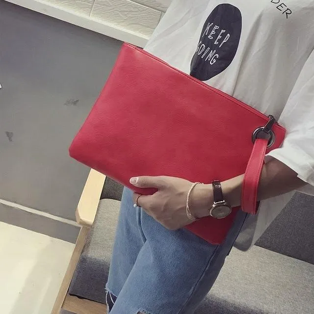 Fashion solid women clutch bag leather women envelope female Handbag messenger Tote Purse Pocket