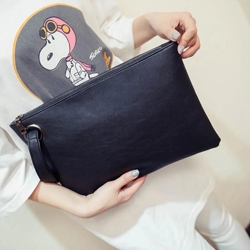 Fashion solid women clutch bag leather women envelope female Handbag messenger Tote Purse Pocket