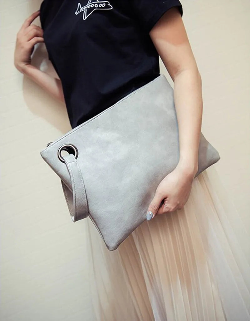 Fashion solid women clutch bag leather women envelope female Handbag messenger Tote Purse Pocket