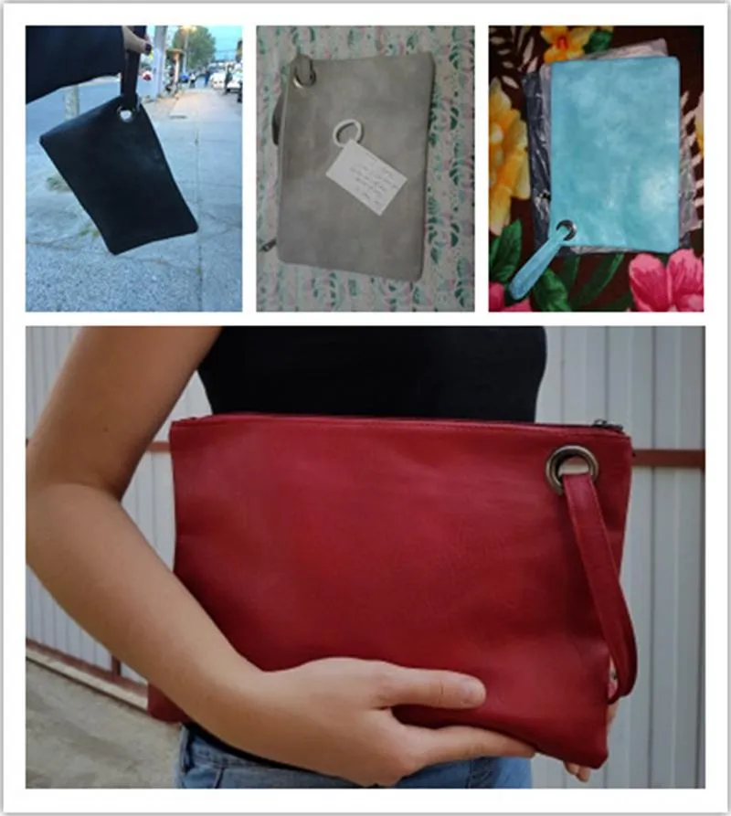 Fashion solid women clutch bag leather women envelope female Handbag messenger Tote Purse Pocket