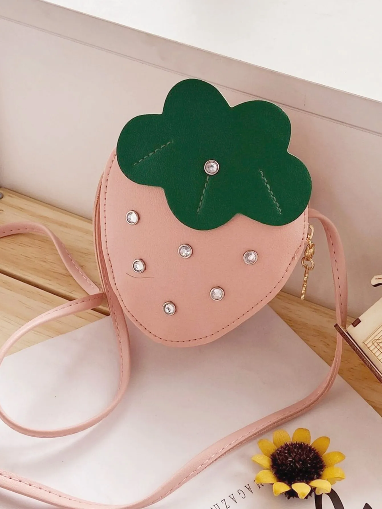 Girls Rhinestone Decor Crossbody Bag