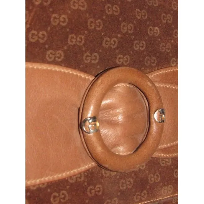 Gucci Vintage Brown Micro Guccissima Print Suede And Leather Clutch