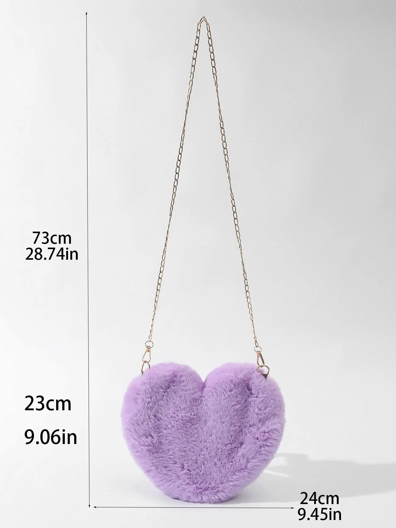 Heart-Shaped Mini Fluffy Shoulder Bag with Chain Crossbody & Cute Zipper Purse