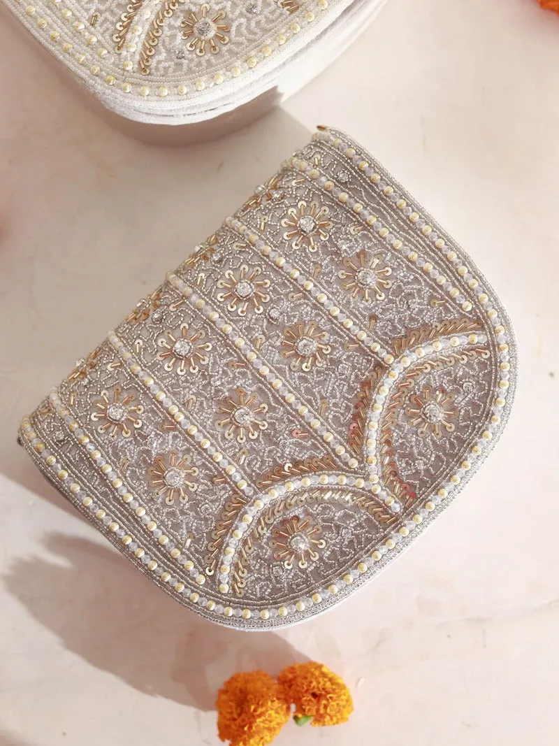 Kavya Beige Flap Over Bag with Handle