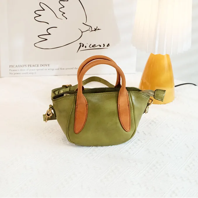 Ladies Small Brown Crossbody Bag Leather Shoulder Bag