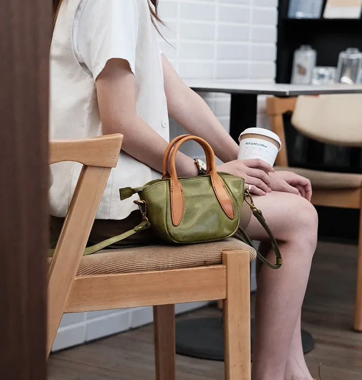 Ladies Small Brown Crossbody Bag Leather Shoulder Bag