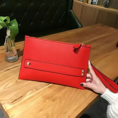 New Fashion Women Envelope Clutch Bag PU Leather Female Day Clutches Red Women Handbag Wrist clutch purse evening bags bolsas