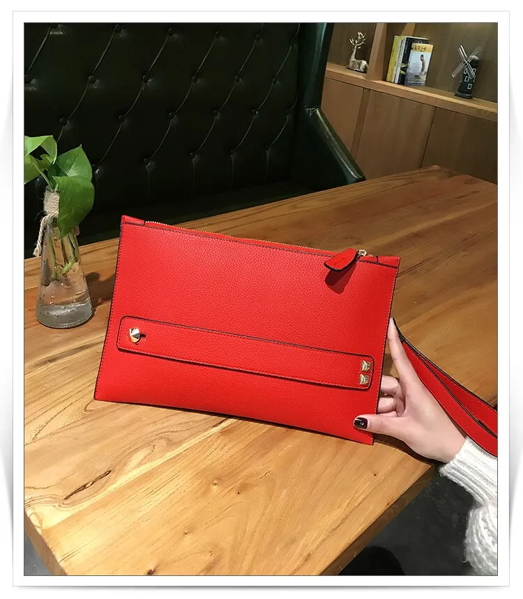 New Fashion Women Envelope Clutch Bag PU Leather Female Day Clutches Red Women Handbag Wrist clutch purse evening bags bolsas