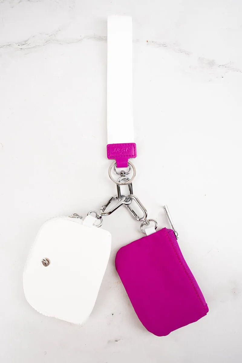 NGIL Hot Pink and White Dual Pouch Wristlet