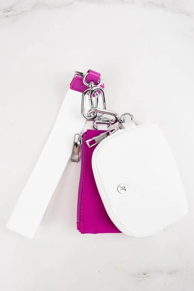 NGIL Hot Pink and White Dual Pouch Wristlet