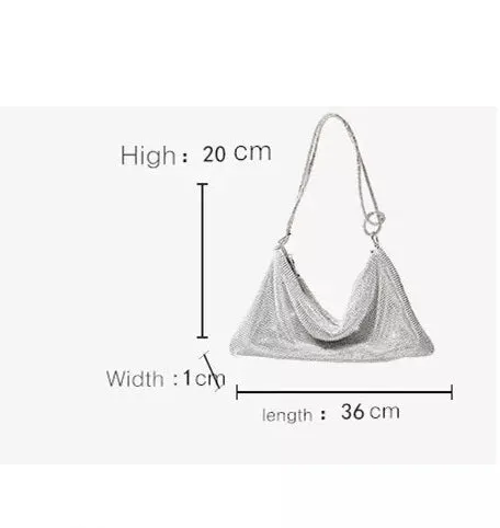 Silver  Rhinestones Crystal Diamonds Bag