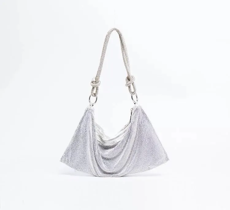 Silver  Rhinestones Crystal Diamonds Bag